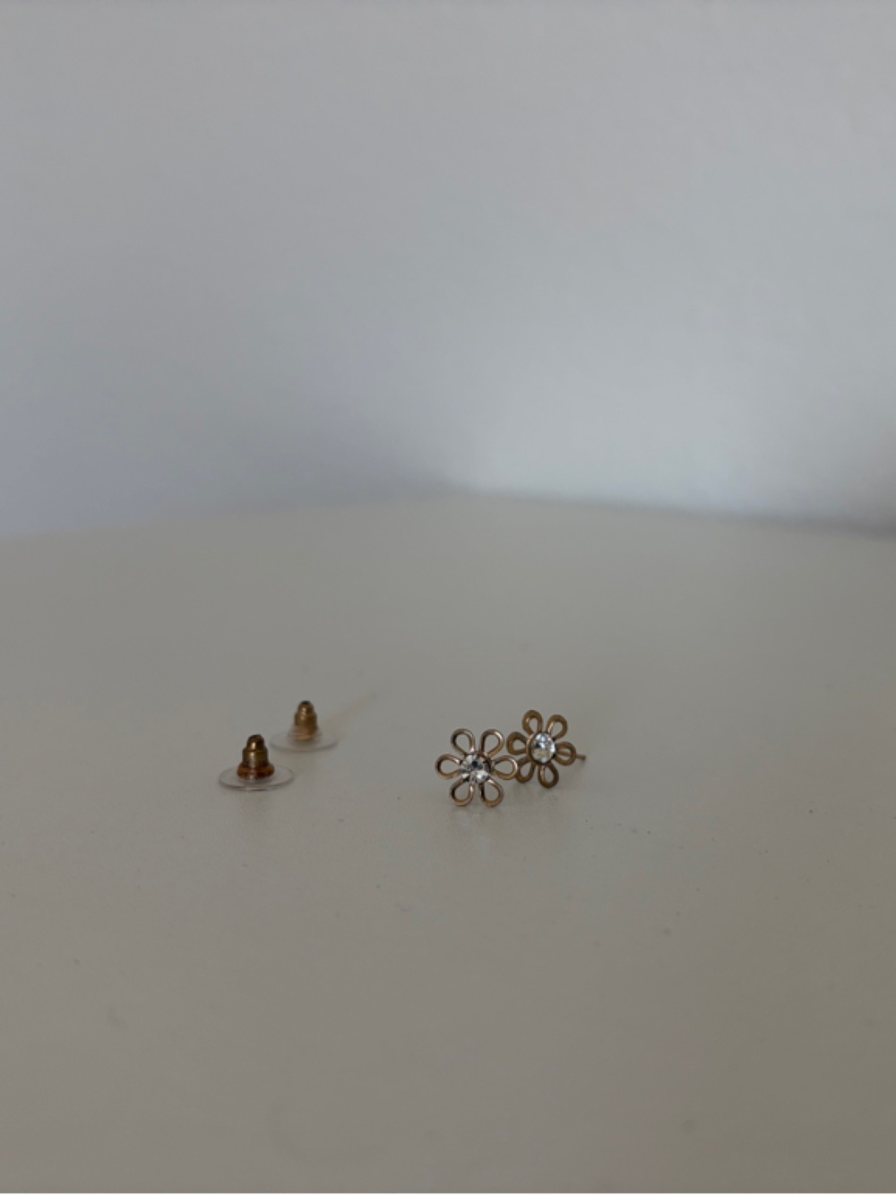 Delicate Floral Stud Earrings - Gold Tone